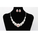 Stylish stone sparkly red necklace set - Ref E013 - 02