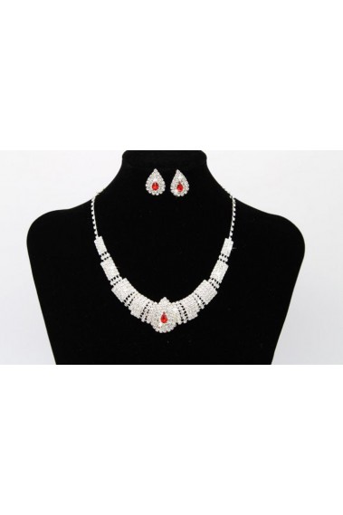 Collier mariage femme chic rouge pierre - E013 #1