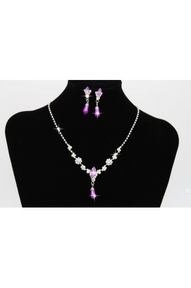 Bijoux collier femme chic violet clair - E018 #1