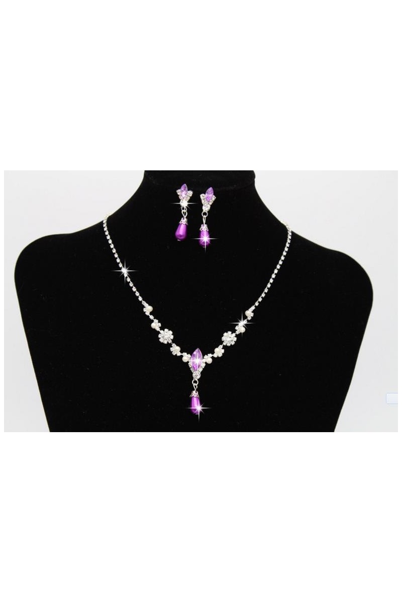 Bijoux collier femme chic violet clair - Ref E018 - 01