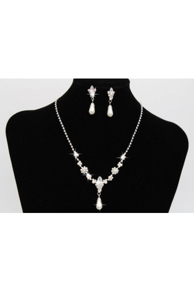 Wedding white crystal pendant necklace - E020 #1