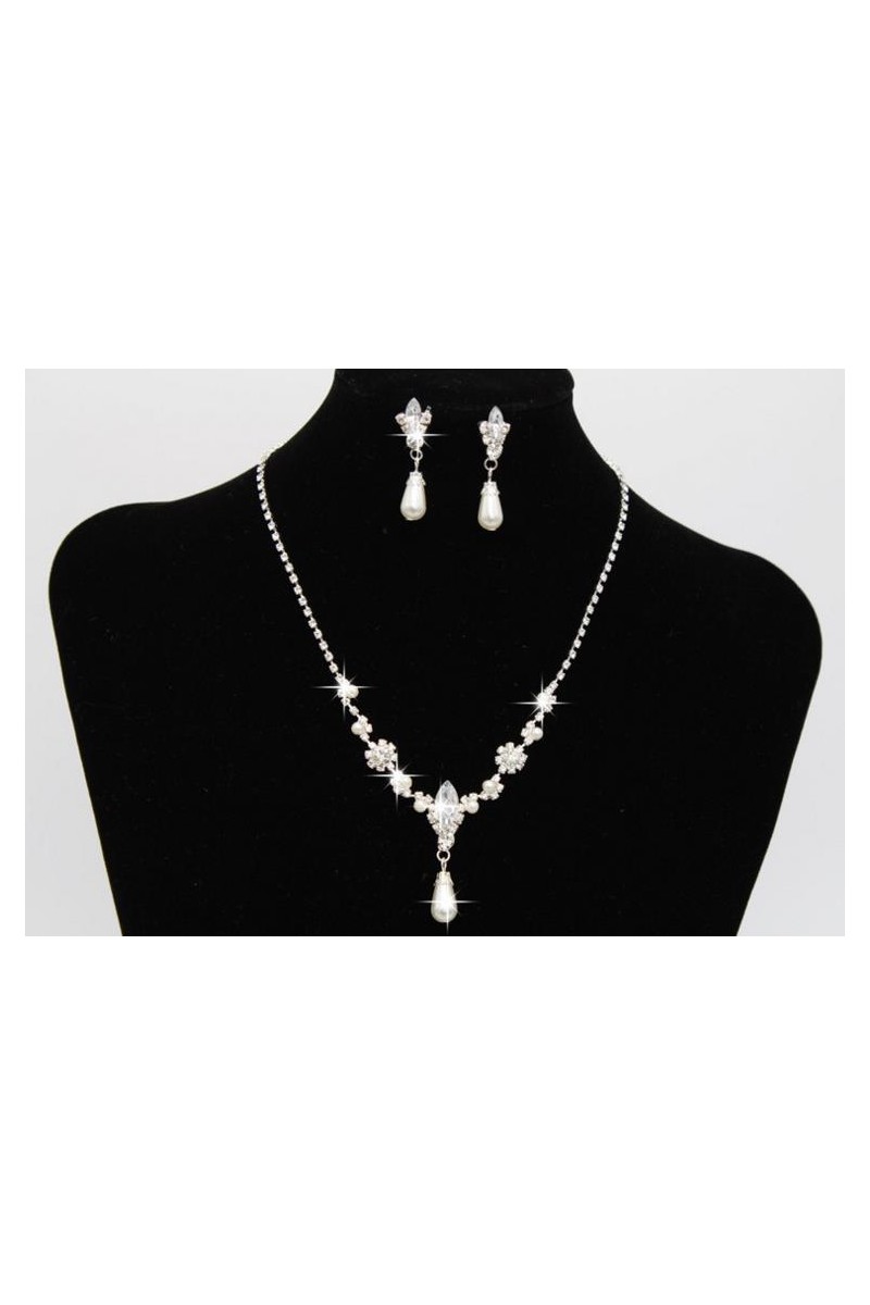Wedding white crystal pendant necklace - Ref E020 - 01