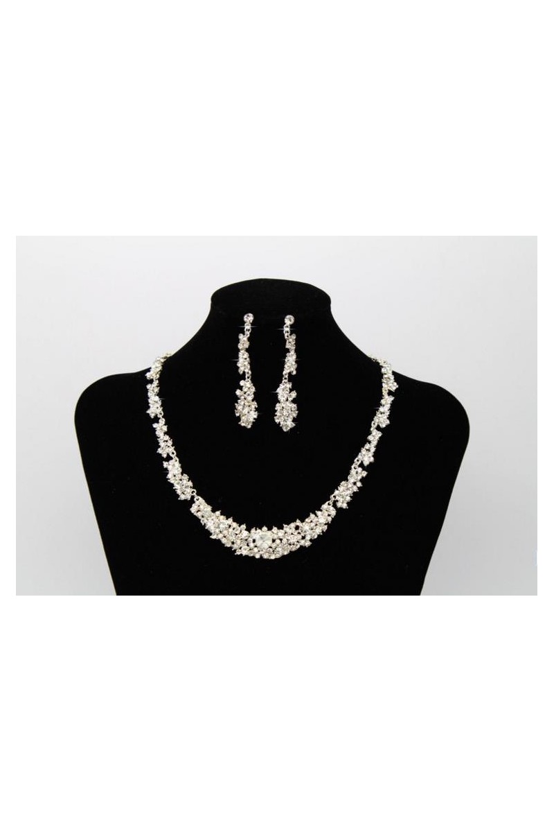 Sparkly necklace and stud earring set - Ref E021 - 01