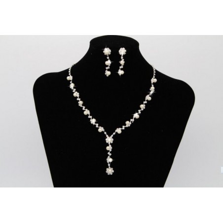 Collier de mariage petite perle blanche