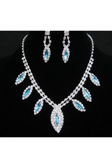 Blue crystal leaf necklace for wedding - E044 #1