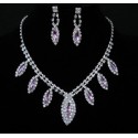 Collier cristal mariage et pierre violet - Ref E052 - 02
