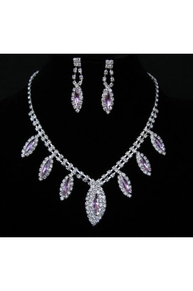 Collier cristal mariage et pierre violet - E052 #1