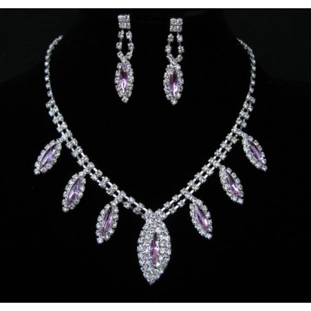 Collier cristal mariage et pierre violet