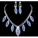 Blue crystal necklace and earrings set - Ref E056 - 02