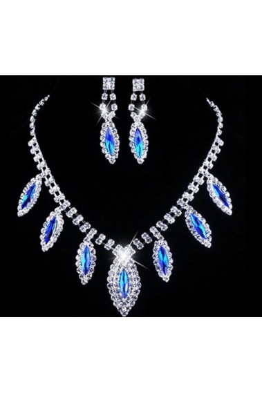 Blue crystal necklace and earrings set - E056 #1