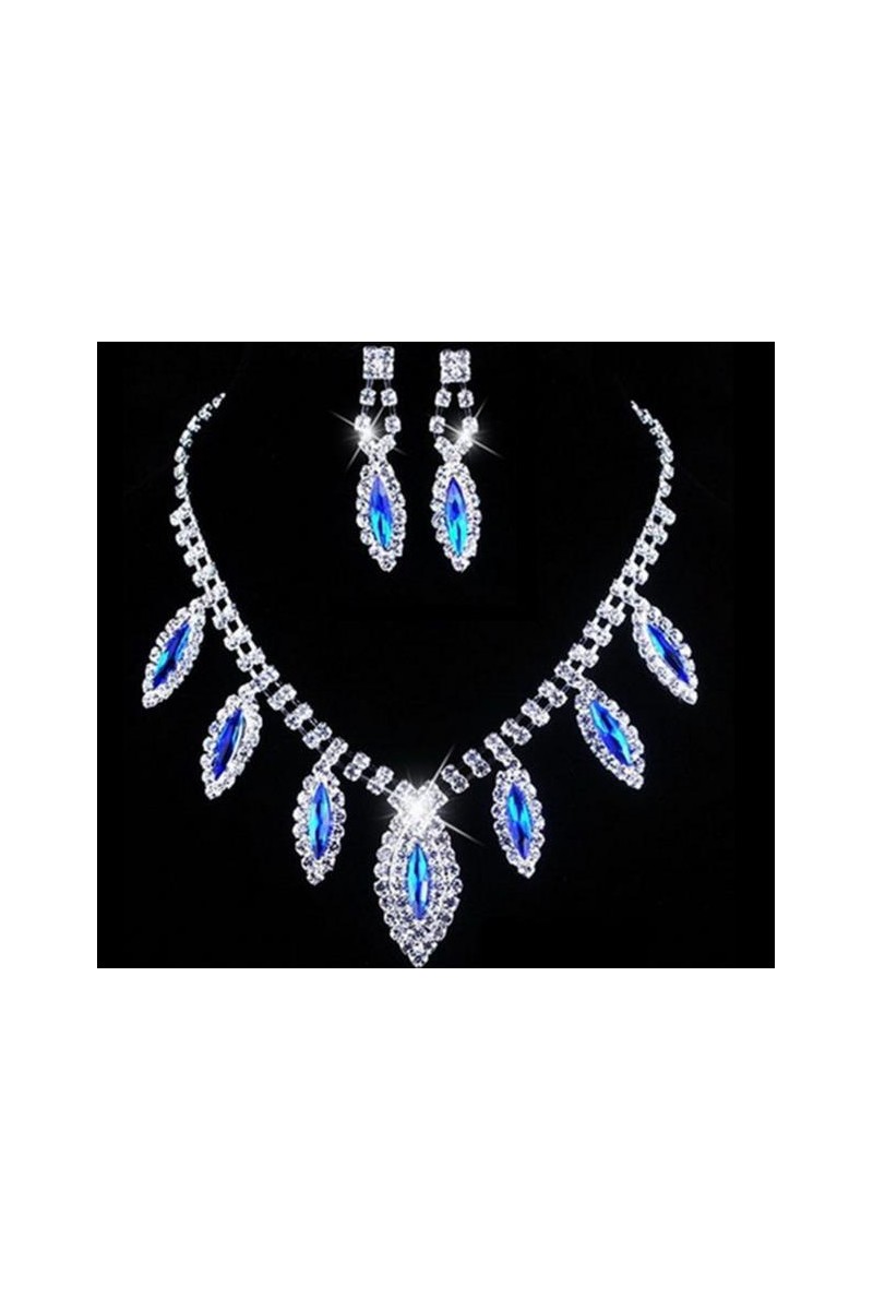 Blue crystal necklace and earrings set - Ref E056 - 01