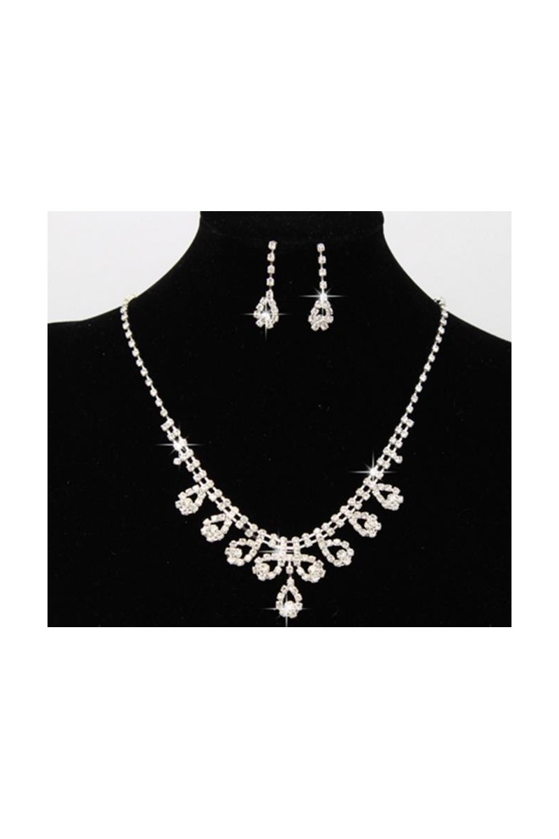 Fashion cheap white Bridal necklace set - Ref E069 - 01