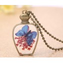 Collier de perles vintage papillon bleu - Ref F057 - 02