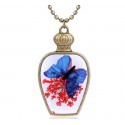 Collier de perles vintage papillon bleu - Ref F057 - 04