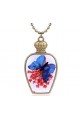 Collier de perles vintage papillon bleu - Ref F057 - 04