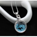 Circle pendant necklace blue crystal - Ref F071 - 02