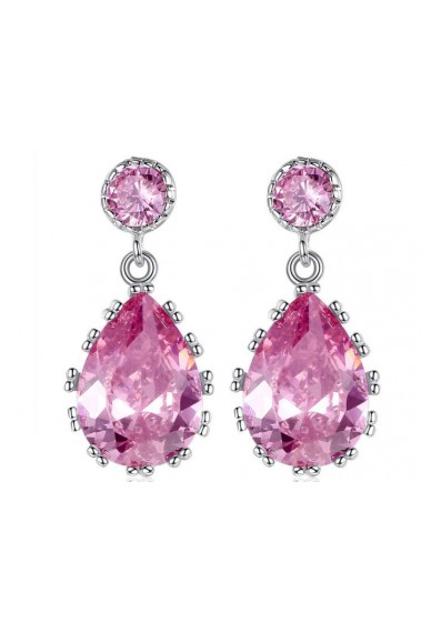 Boucles Oreilles Rose Tendance - B041 #1