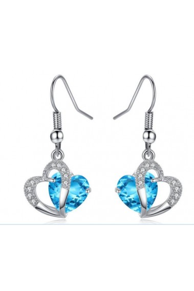 Boucles d’Oreilles Bleu Coeur - B052 #1