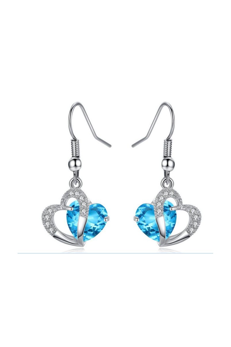 Blue Love Earrings For Valentine's Day - Ref B052 - 01