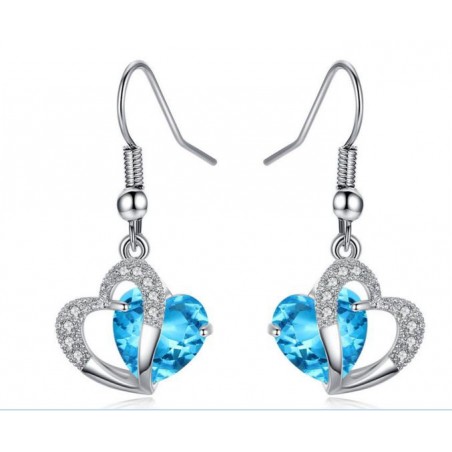 Boucles d’Oreilles Bleu Coeur