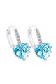 Silver blue heart stone hoop earrings - Ref B058 - 02