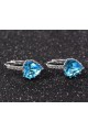 Silver blue heart stone hoop earrings - Ref B058 - 03