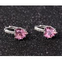 Cheap hoop crystal pink stone earrings - Ref B059 - 02