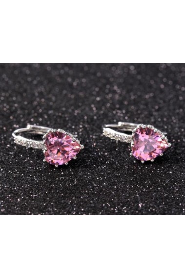 Cheap hoop crystal pink stone earrings - B059 #1