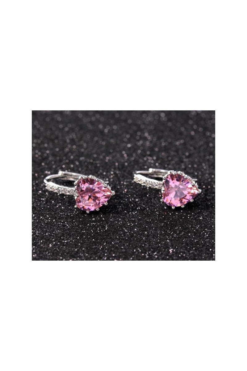 Cheap hoop crystal pink stone earrings - Ref B059 - 01