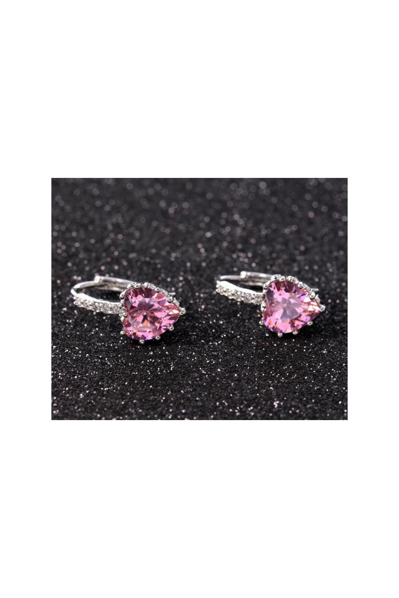 Cheap hoop crystal pink stone earrings - Ref B059 - 01 Cheap hoop crystal pink stone earrings - Ref B059 - 01
