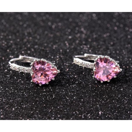 Creoles fines argent rose cœur