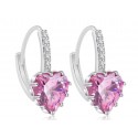 Cheap hoop crystal pink stone earrings - Ref B059 - 03