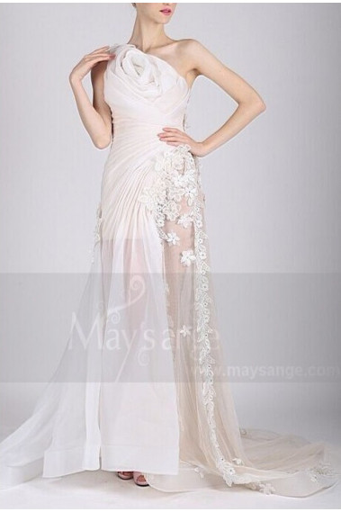 robe de mariée fleurs blanche pas cher - L730 #1