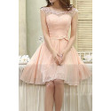 Illusion Bodice Short Pink Bridesmaid Dress - Ref C813 - 02