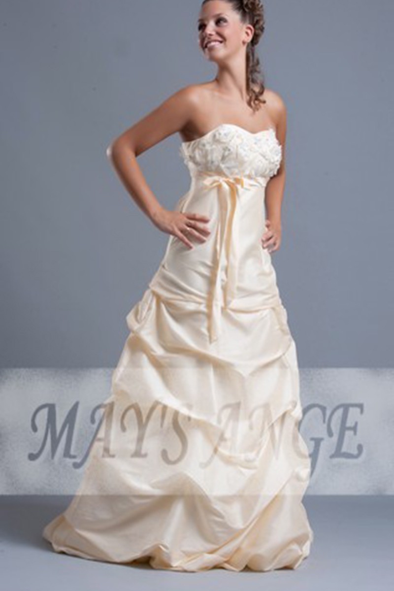 Strapless Wedding Dress with Embroidered Bodice
