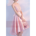 High-Low Satin Pink Bridesmaid Dress With Illusion Bodice - Ref C871 - 02
