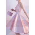 High-Low Satin Pink Bridesmaid Dress With Illusion Bodice - Ref C871 - 05