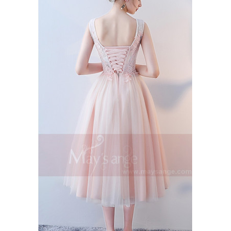 robe cocktail rose pour demoiselle d'honneur dos nu magnifique