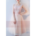 Tea-Length Tulle Pink Prom Dress With Lace Bodice - Ref C872 - 03