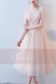 Tea-Length Tulle Pink Prom Dress With Lace Bodice - Ref C872 - 05