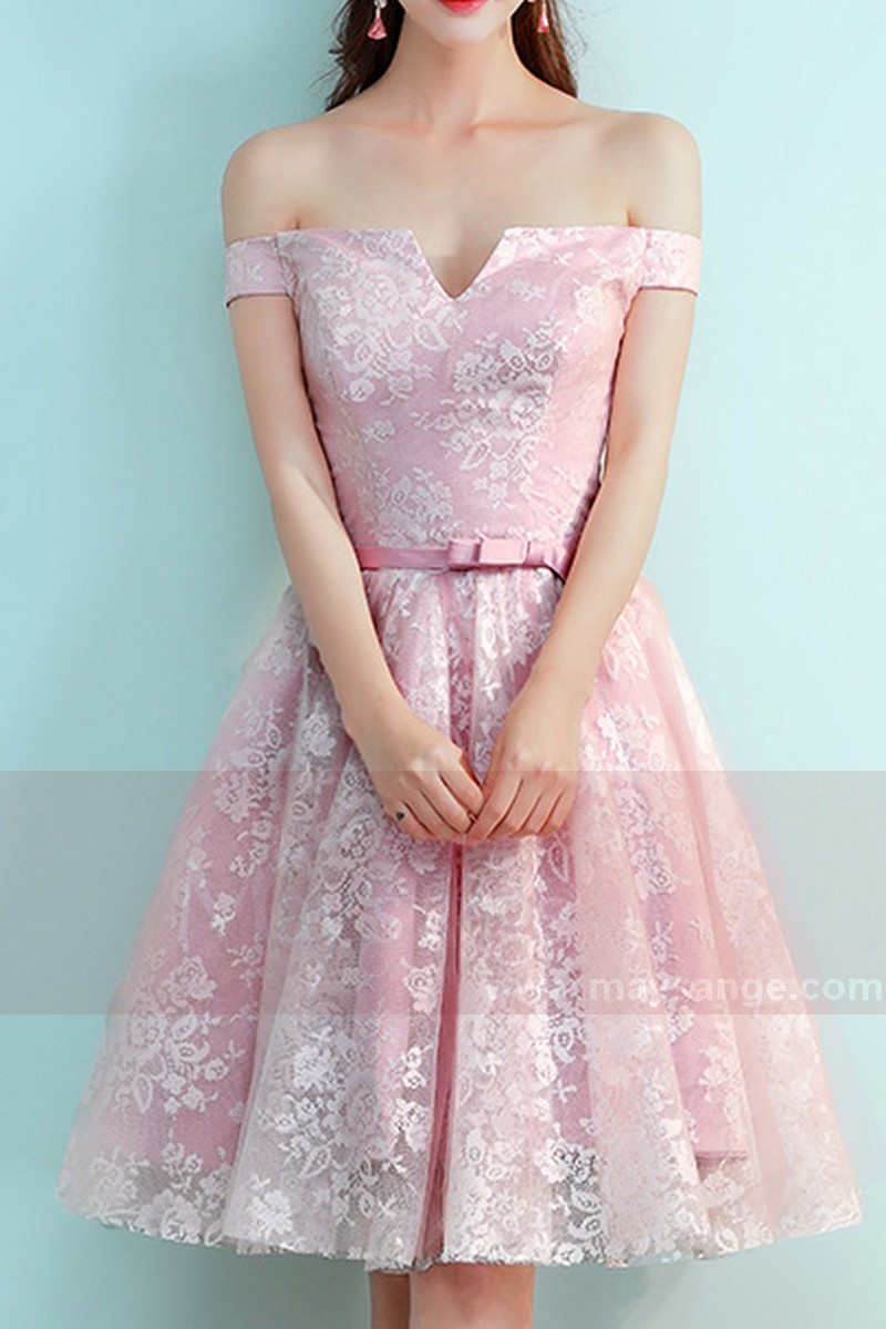 Lace Pink Bridesmaid Dress ...