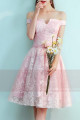 Off-The-Shoulder Lace Pink Bridesmaid Dress With Belt - Ref C873 - 04