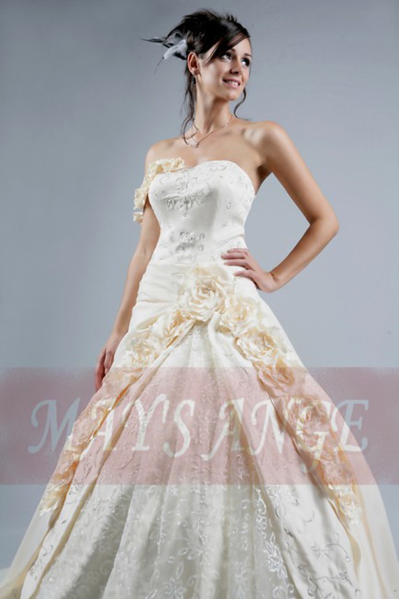 Cheap wedding dresses Peach with beautiful roses - Ref M030 - 01