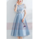 robe de cocktail bohème courte bleu - Ref C878 - 03