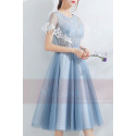 robe de cocktail bohème courte bleu - Ref C878 - 04