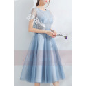 Tulle Blue Tea-Length Prom Dress - Ref C878 - 04