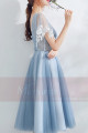 Tulle Blue Tea-Length Prom Dress - Ref C878 - 05