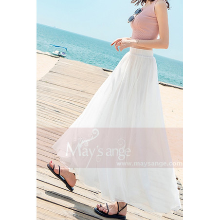 copy of Jupe longue jaune femme fluide mousseline