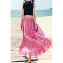 jupe droite rose fuchsia longue plage mousseline - Ref ju005 - 03