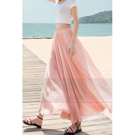 copy of Jupe longue jaune femme fluide mousseline